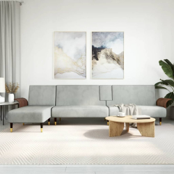 Sofa rozkładana L, jasnoszara, 279x140x70 cm, aksamit
