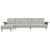 Sofa rozkładana L, jasnoszara, 279x140x70 cm, aksamit