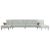 Sofa rozkładana L, jasnoszara, 279x140x70 cm, aksamit