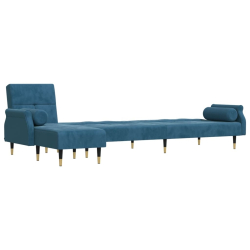 Sofa rozkładana L, niebieska, 271x140x70 cm, aksamit