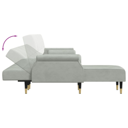 Sofa rozkładana L, jasnoszara, 271x140x70 cm, aksamit