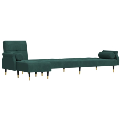 Sofa rozkładana L, ciemnozielona, 271x140x70 cm, aksamit