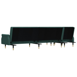 Sofa rozkładana L, ciemnozielona, 271x140x70 cm, aksamit