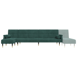 Sofa rozkładana L, ciemnozielona, 271x140x70 cm, aksamit