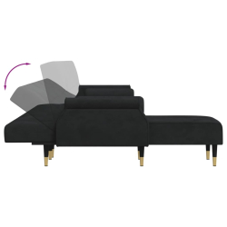 Sofa rozkładana L, czarna, 271x140x70 cm, aksamit