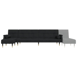 Sofa rozkładana L, czarna, 271x140x70 cm, aksamit