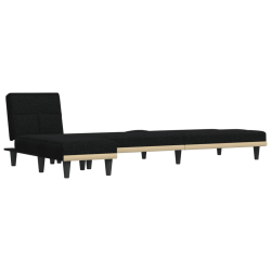 Sofa rozkładana w kształcie L, czarna, 255x140x70 cm, tkanina