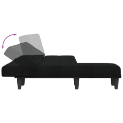 Sofa rozkładana w kształcie L, czarna, 255x140x70 cm, tkanina