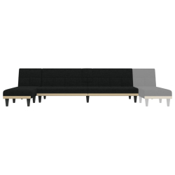 Sofa rozkładana w kształcie L, czarna, 255x140x70 cm, tkanina