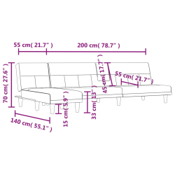 Sofa rozkładana L, jasnoszara, 255x140x70 cm, tkanina