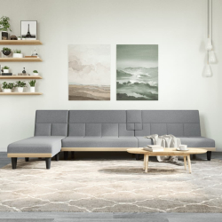 Sofa rozkładana L, jasnoszara, 255x140x70 cm, tkanina