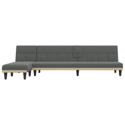 Sofa rozkładana L, ciemnoszara, 255x140x70 cm, tkanina