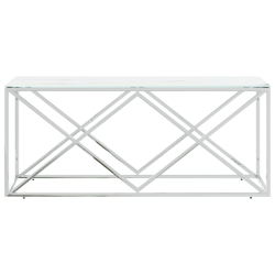 Stolik kawowy, 110x45x45 cm, stal nierdzewna i szkło