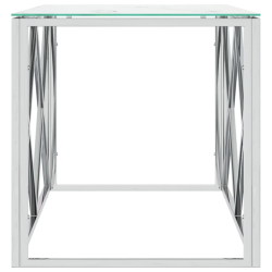 Stolik kawowy, 110x45x45 cm, stal nierdzewna i szkło