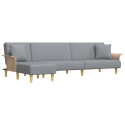 Sofa rozkładana L, jasnoszara, 279x140x70 cm, tkanina