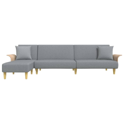 Sofa rozkładana L, jasnoszara, 279x140x70 cm, tkanina