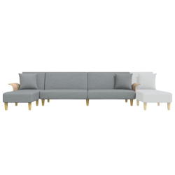 Sofa rozkładana L, jasnoszara, 279x140x70 cm, tkanina
