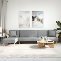 Sofa rozkładana L, jasnoszara, 279x140x70 cm, tkanina