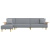 Sofa rozkładana L, jasnoszara, 279x140x70 cm, tkanina