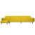 Sofa rozkładana w kształcie L, żółta, 275x140x70 cm, aksamit