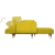 Sofa rozkładana w kształcie L, żółta, 275x140x70 cm, aksamit