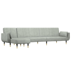 Sofa rozkładana L, jasnoszara, 275x140x70 cm, aksamit