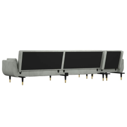 Sofa rozkładana L, jasnoszara, 275x140x70 cm, aksamit