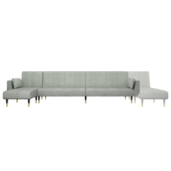 Sofa rozkładana L, jasnoszara, 275x140x70 cm, aksamit