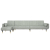 Sofa rozkładana L, jasnoszara, 275x140x70 cm, aksamit