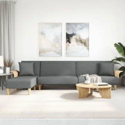 Sofa rozkładana L, ciemnoszara, 279x140x70 cm, tkanina