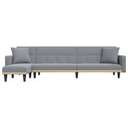 Sofa rozkładana L, jasnoszara, 275x140x70 cm, tkanina