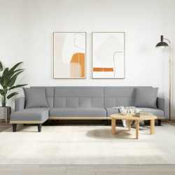 Sofa rozkładana L, jasnoszara, 275x140x70 cm, tkanina