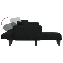 Sofa rozkładana L, czarna, 275x140x70 cm, tkanina