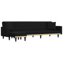 Sofa rozkładana L, czarna, 275x140x70 cm, tkanina