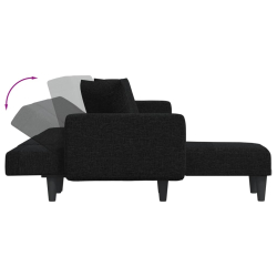 Sofa rozkładana L, czarna, 275x140x70 cm, tkanina