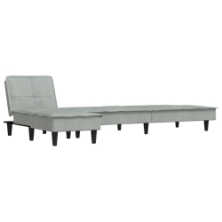 Sofa rozkładana L, jasnoszara, 255x140x70 cm, aksamit