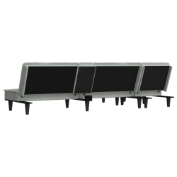 Sofa rozkładana L, jasnoszara, 255x140x70 cm, aksamit