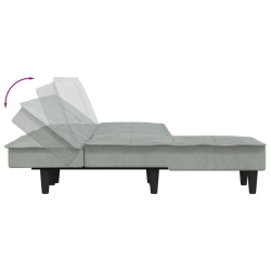 Sofa rozkładana L, jasnoszara, 255x140x70 cm, aksamit