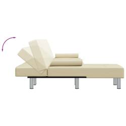 Sofa rozkładana L, kremowa, 255x140x70 cm, sztuczna skóra