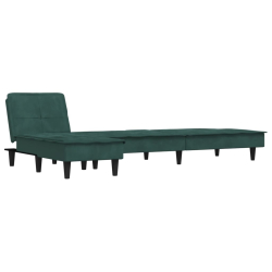 Sofa rozkładana L, ciemnozielona, 255x140x70 cm, aksamit