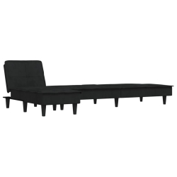 Sofa rozkładana L, czarna, 255x140x70 cm, aksamit