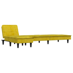 Sofa rozkładana L, żółta, 255x140x70 cm, aksamit