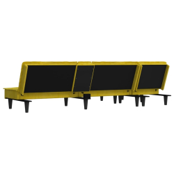 Sofa rozkładana L, żółta, 255x140x70 cm, aksamit