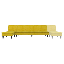 Sofa rozkładana L, żółta, 255x140x70 cm, aksamit