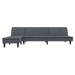 Sofa rozkładana L, ciemnoszara, 255x140x70 cm, aksamit