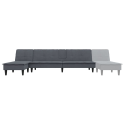 Sofa rozkładana L, ciemnoszara, 255x140x70 cm, aksamit