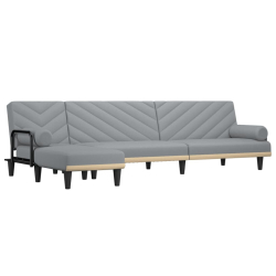 Sofa rozkładana L, jasnoszara, 260x140x70 cm, tkanina