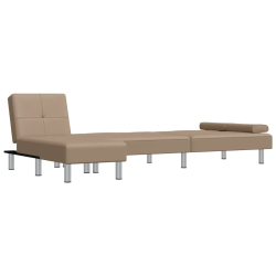 Sofa rozkładana L, cappuccino, 255x140x70 cm, sztuczna skóra