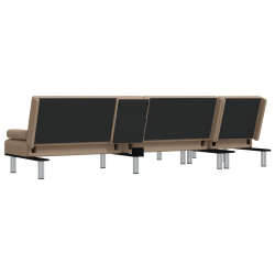 Sofa rozkładana L, cappuccino, 255x140x70 cm, sztuczna skóra