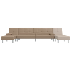 Sofa rozkładana L, cappuccino, 255x140x70 cm, sztuczna skóra